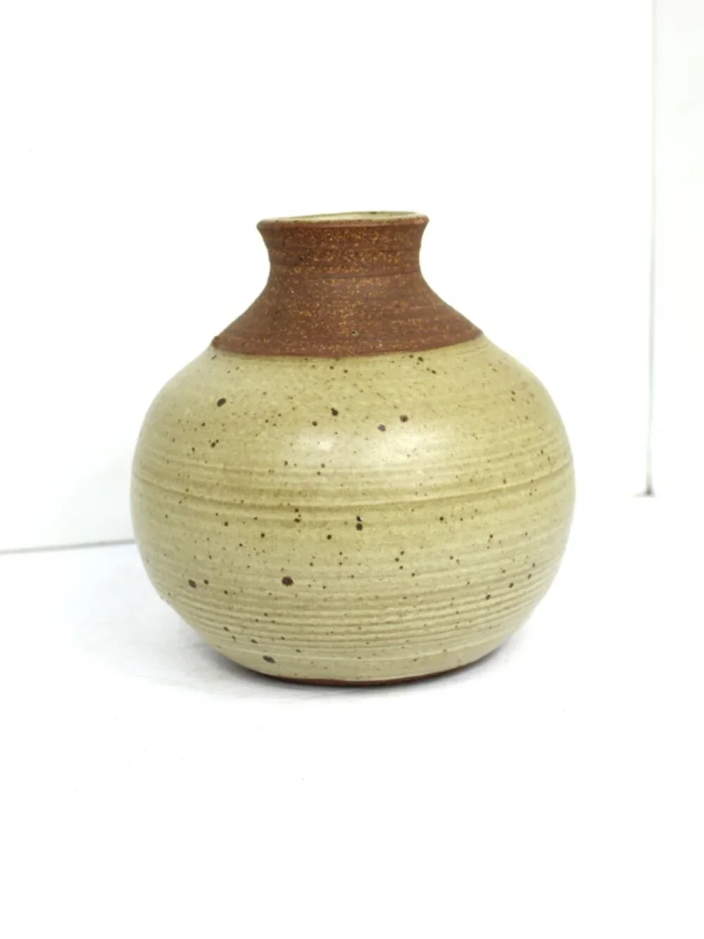 MCM Globular Earth/Stoneware Vase Signed 